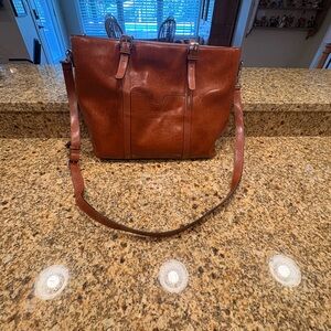Bostanten Tan Leather Laptop Bag Briefcase Tote
